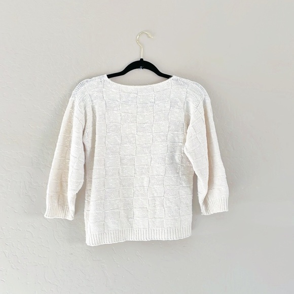 Vintage‎ Ivory Quilted Knit Sweater - Picture 2 of 4